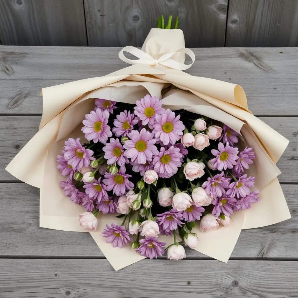 Букет цветов из: Розы и Хризантемы в Золотаревке Ставропольского края