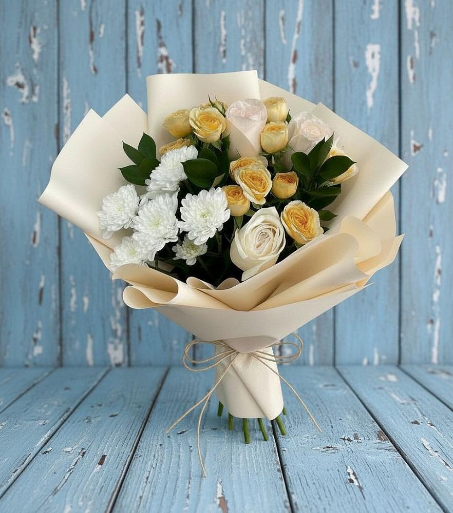 Букет цветов из: Розы и Хризантемы в Золотаревке Ставропольского края