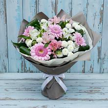 Букет цветов из:  Герберы, Альстромерии и Хризантемы #REPLACE_PRED# Золотаревке Ставропольского края