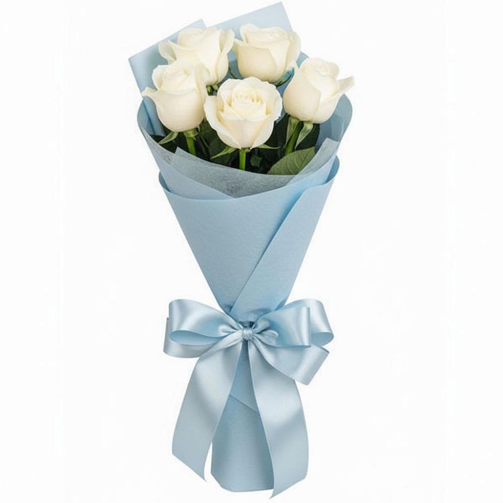Букет 5 Белых роз Проуд в Золотаревке Ставропольского края