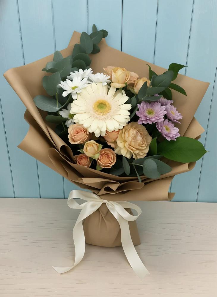 Букет цветов из: Герберы и Хризантемы в Золотаревке Ставропольского края