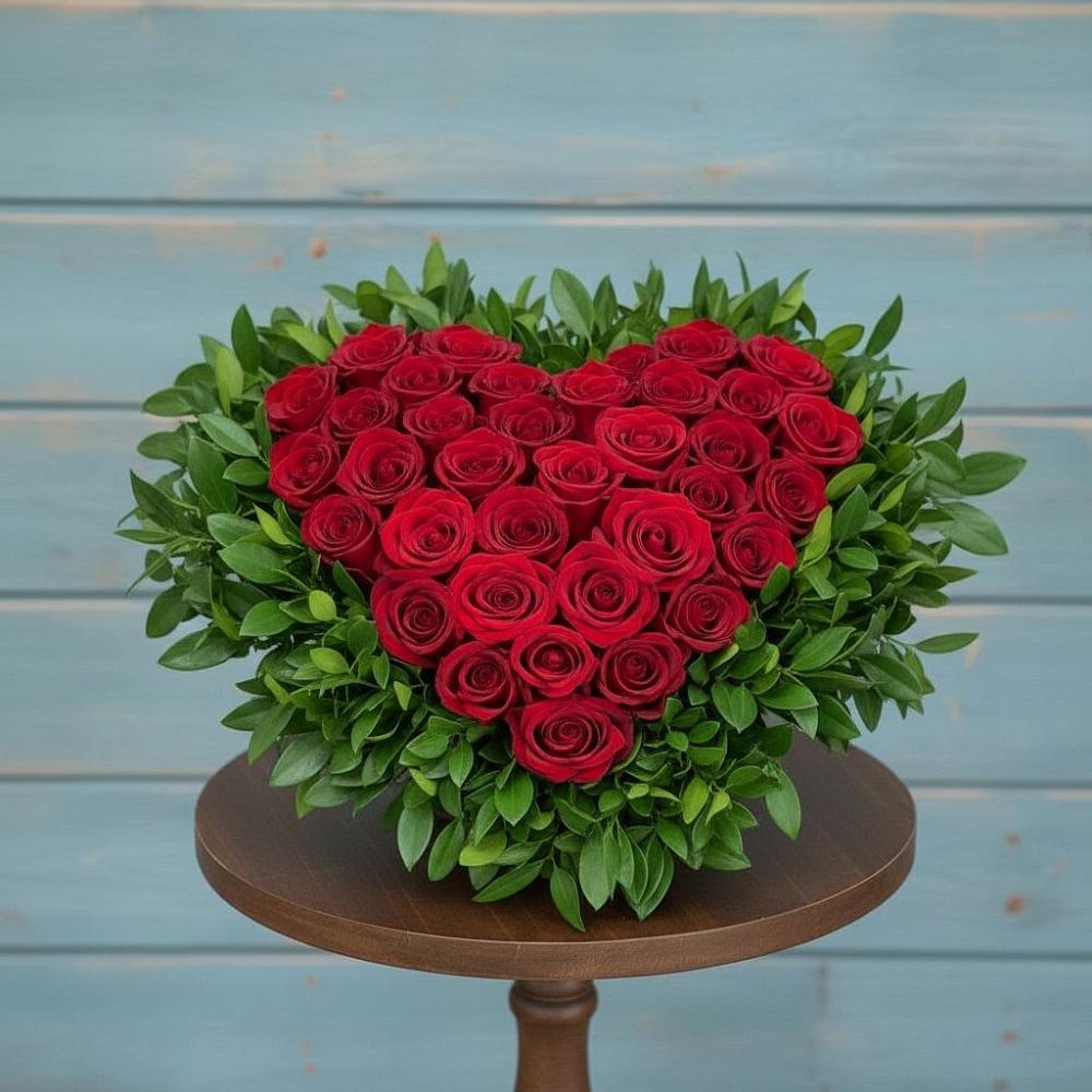 Цветочная композиция из Розы в виде сердца в Золотаревке Ставропольского края