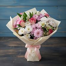 Букет цветов из:  Хризантемы, Альстромерии и Розы в Золотаревке Ставропольского края