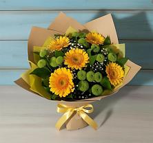 Букет цветов из:  Герберы и Хризантемы в Золотаревке Ставропольского края