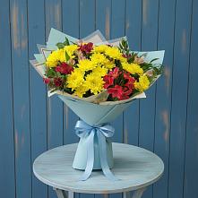 Букет цветов из:  Альстромерии и Хризантемы в Золотаревке Ставропольского края