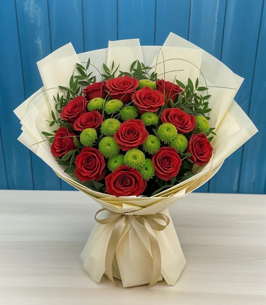 Букет цветов из: Розы и Хризантемы в Золотаревке Ставропольского края