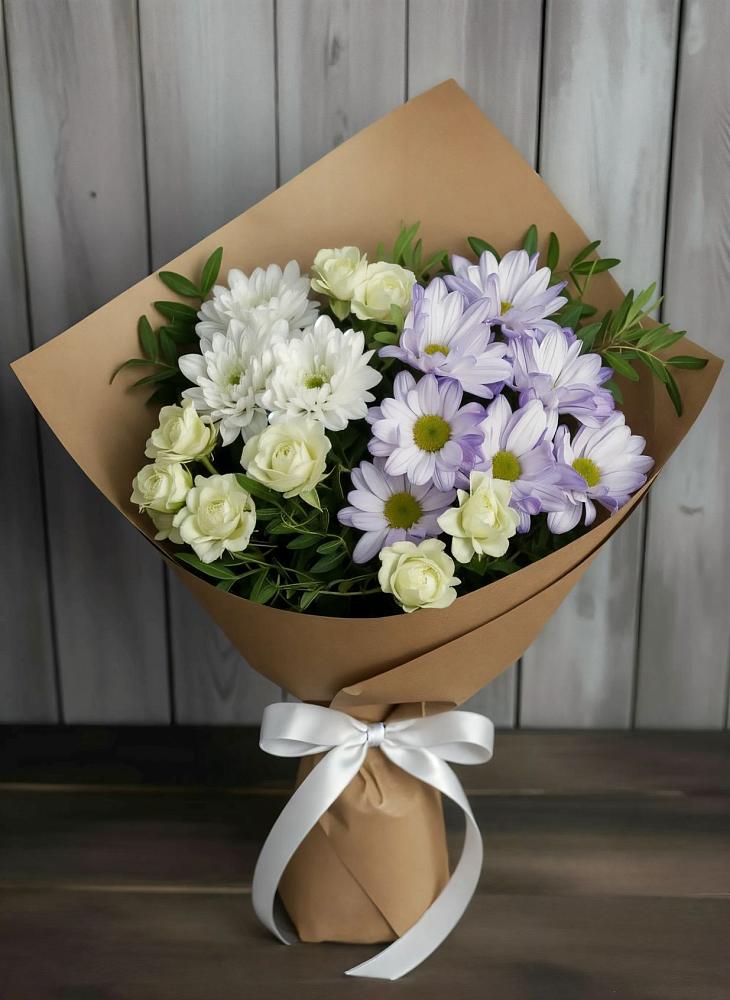 Букет цветов из: Хризантемы и Розы в Золотаревке Ставропольского края