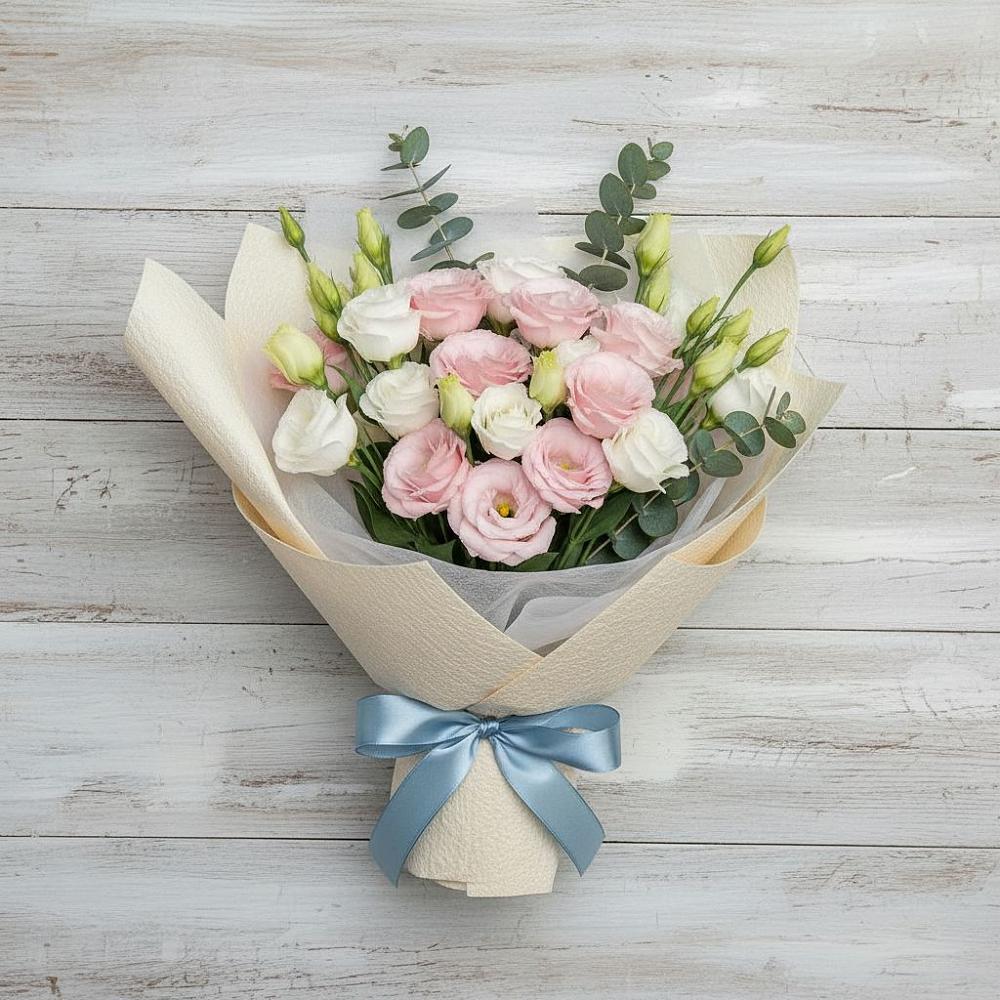 Букет цветов из: Лизиантусы в Золотаревке Ставропольского края